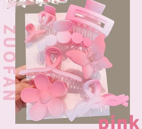 8 PIECE SET WOMEN'S HAIR CLIPS / WA-0100 - COLOR PINK