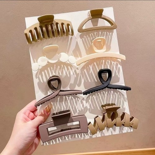 8 PIECE SET WOMEN'S HAIR CLIPS / WA-0101 - COLOR BROWN
