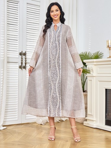 WOMEN'S ABAYA / WD-0409 - COLOR BROWN