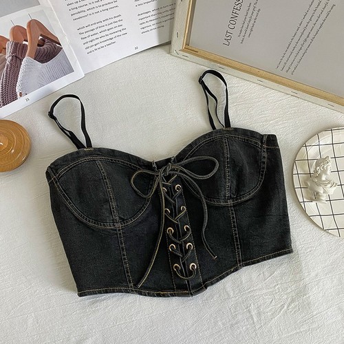 WOMEN'S CAMISOLE DENIM / WD-0424 - COLOR BLACK DENIM SIZE ONE
