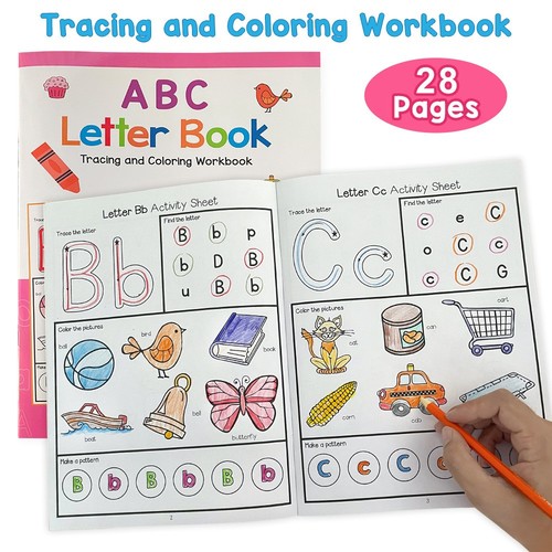 28 PAGES CHILDREN'S HANDWRITING BOOK / SC-0022 - COLORING AND HANDWRITING BOOK