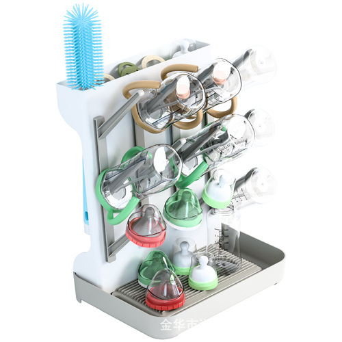 BABY BOTTLE DRAIN RACK / KN-0104 - BABY BOTTLE DRAIN RACK Color: White and Grey