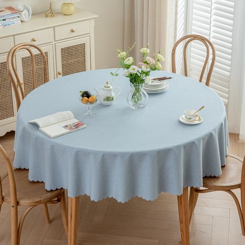 ROUND WATERPROOF TABLECLOTH / KN-0192 - COLOR BLUE SIZE 100CM