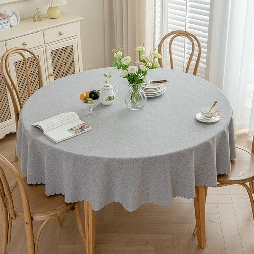 ROUND WATERPROOF TABLECLOTH / KN-0193 - COLOR GRAY SIZE 100CM