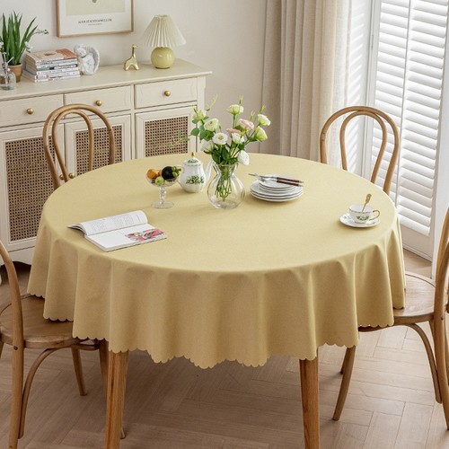 ROUND WATERPROOF TABLECLOTH / KN-0196 - COLOR YELLOW SIZE 100CM
