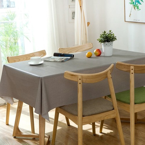 140X200CM WATERPROOF TABLECLOTH / KN-0199 - COLOR DARK GRAY