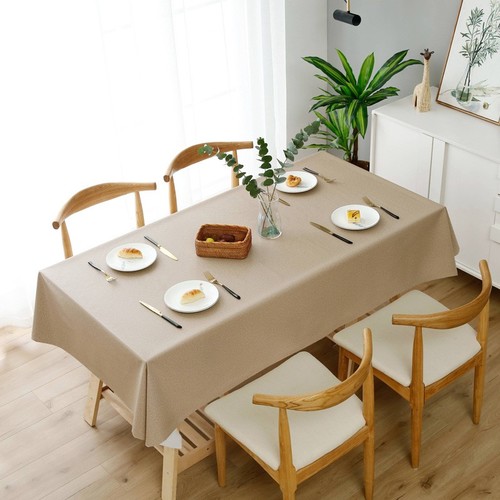 140X200CM WATERPROOF TABLECLOTH / KN-0201 - COLOR LIGHT BROWN