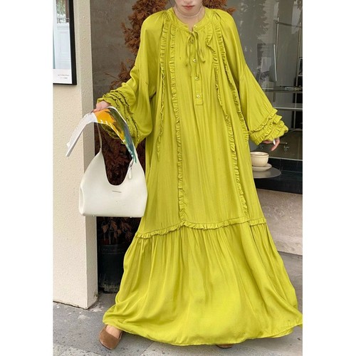 LOOSE LONG DRESS / WD-0450 - COLOR: FLOURESCENT GREEN SIZE: ONE-SIZE