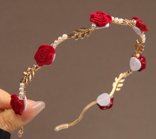 ROSE PEARL HEADBAND / WA-0021 - COLOR RED ROSE