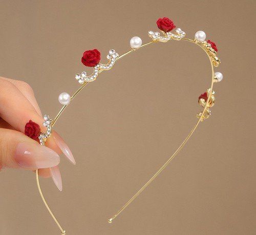 ROSE PEARL HEADBAND / WA-0102 - COLOR RED ROSE