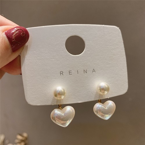WOMEN'S FASHION EARRINGS / WA-0106 - HEART PEARL