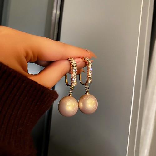 WOMEN'S FASHION EARRINGS / WA-0113 - COLOR CHAMPAGNE PEARL