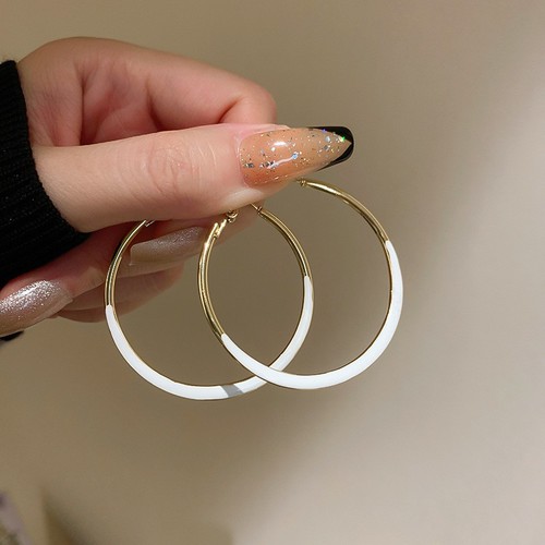 WOMEN'S FASHION EARRINGS / WA-0128 - WHITE ROUND