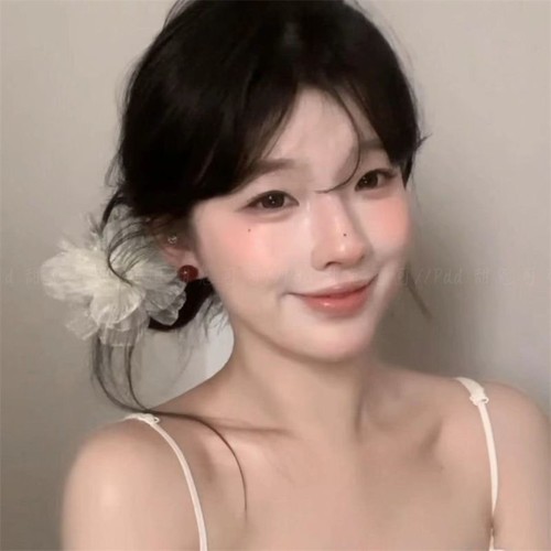 TWO PIECE FLOWER HAIRCLIP / WA-0131 - COLOR WHITE AND PINK