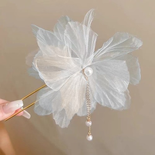FLOWER HAIRCLIP / WA-0140 - COLOR WHITE
