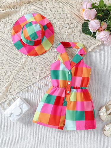 TWO PIECE SET DRESS AND HAT FOR GIRLS / GL-0155 - COLOR RED ORANGE BACKLESS
