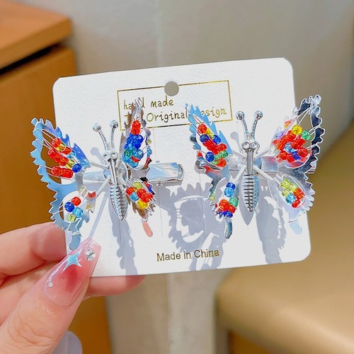 TWO PIECE CHILDREN'S BUTTERFLY HAIRPINS / BA-0044 - COLOR BLUE