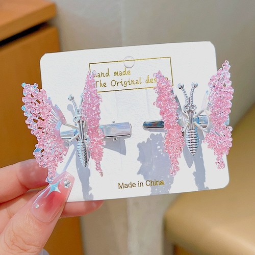TWO PIECE CHILDREN'S BUTTERFLY HAIRPINS / BA-0045 - COLOR PINK