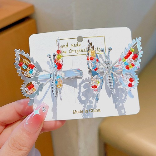 TWO PIECE CHILDREN'S BUTTERFLY HAIRPINS / BA-0048 - COLOR BLUE