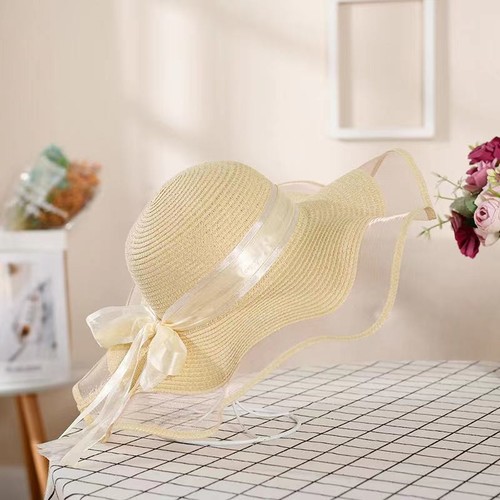 BOWKNOT DESIGN WOMEN'S HAT / WA-0178 - COLOR WHITE RIBBON