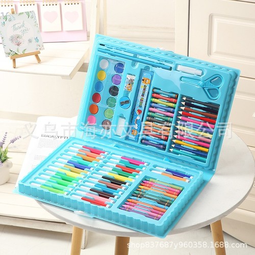 86 PIECES SET CRAYONS, WATERCOLOR AND COLOR PENCIL / SC-0024 - COLOR BLUE