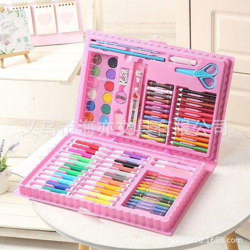 86 PIECES SET CRAYONS, WATERCOLOR AND COLOR PENCIL / SC-0026 - COLOR PINK