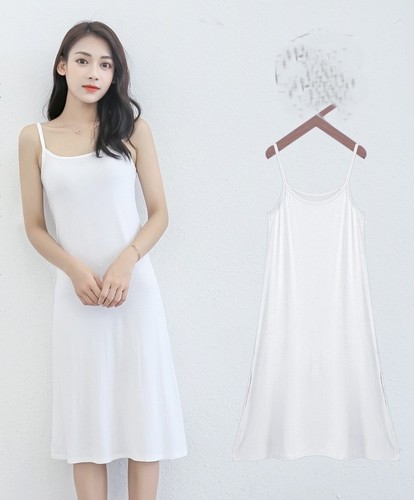 SLEEVELESS DRESS / WD-0472 - COLOR WHITE LENGTH BELOW THE KNEE