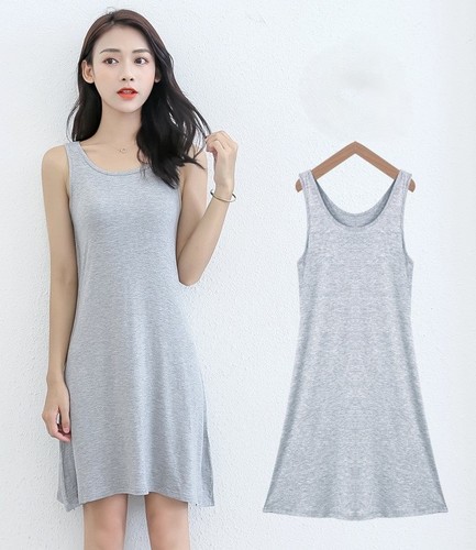SLEEVELESS DRESS / WD-0474 - COLOR GRAY LENGTH ABOVE THE KNEE