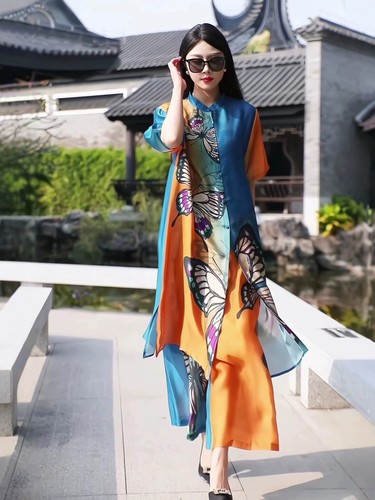 WOMEN'S PRINTED LONG DRESS / WD-0499 - COLOR MIX ONE SIZE