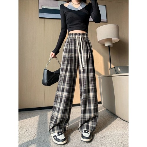 HIGH WAIST WIDE LEG STRAIGHT PANTS / WD-0502 - COLOR BLACK