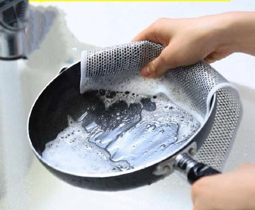 2 PIECES 250 FILS SINGLE LAYER STEEL WIRE DISHWASHING CLOTH / KN-0271 - SIZE 20X20CM