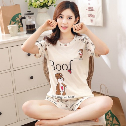 TWO PIECE SET LOOSE SHIRT AND SHORT / WD-0504 - COLOR CREAM