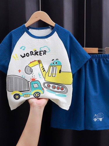 TWO PIECE SET T-SHIRT AND SHORT / BY-0055 - COLOR BLUE AND WHITE