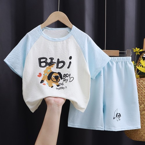 TWO PIECE SET T-SHIRT AND SHORT / BY-0056 - COLOR LIGHT BLUE AND WHITE