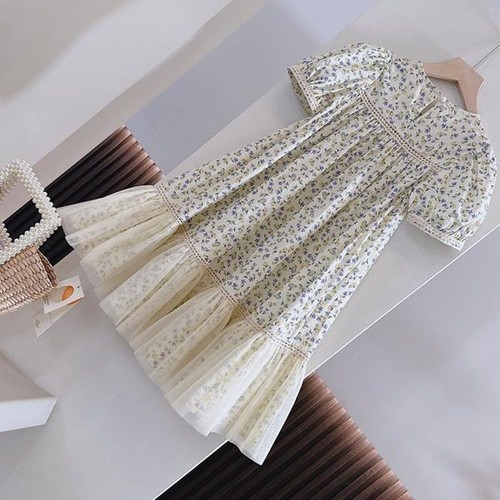 SHORT-SLEEVE FLORAL DRESS / GL-0173 - COLOR: FLORAL SIZE: 140cm, 150cm, 160cm, 170cm
