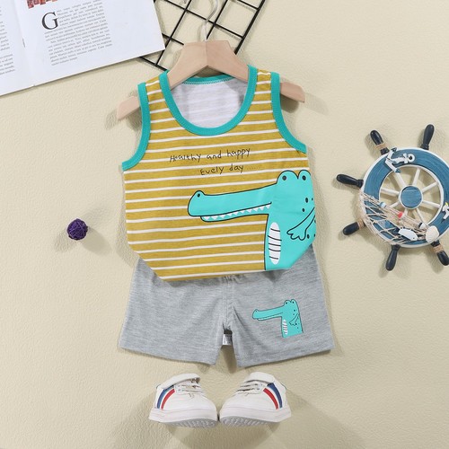 TWO PIECE SET SLEEVELESS SHIRT AND SHORT / BY-0058 - LONG MOUTH CROCODILE