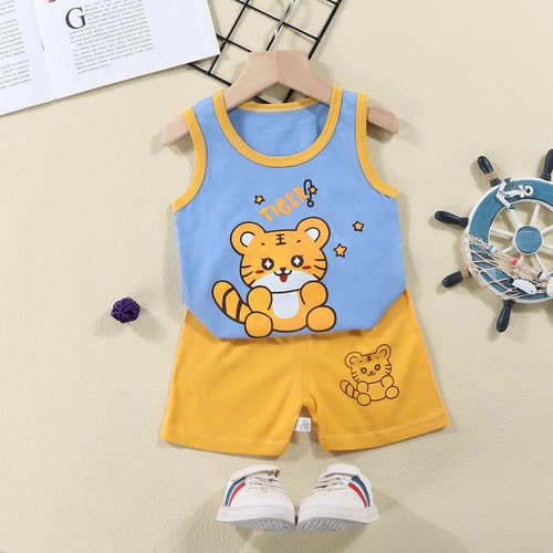 TWO PIECE SET SLEEVELESS SHIRT AND SHORT / BY-0060 - COLOR YELLOW CAT