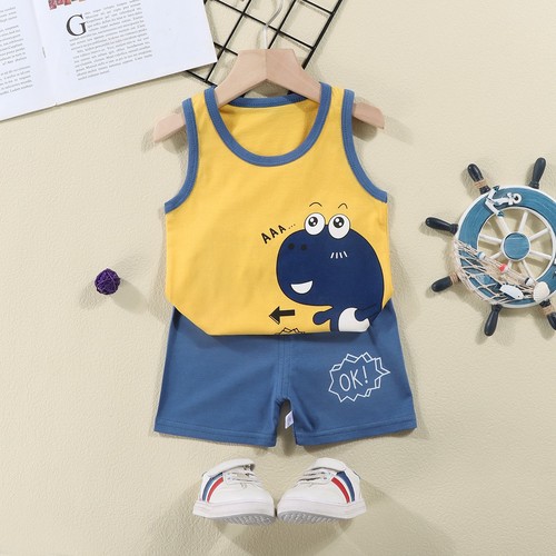 TWO PIECE SET SLEEVELESS SHIRT AND SHORT / BY-0062 - COLOR YELLOW