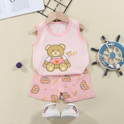 TWO PIECE SET SLEEVELESS SHIRT AND SHORT / GL-0174 - COLOR PINK