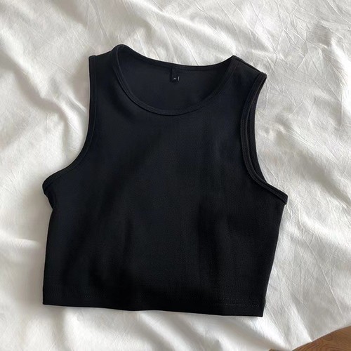 SLEEVELESS CROP TOP FOR WOMEN / WD-0519 - COLOR BLACK