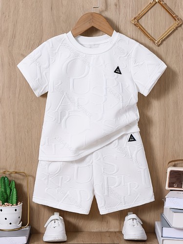 TWO PIECE SET BOY'S T-SHIRT AND SHORT / BY-0073 - COLOR WHITE