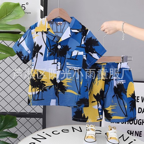 TWO PIECE SET SUMMER POLO SHIRT AND SHORT / BY-0080 - COLOR BLUE SIZE FIT TO 90-110CM