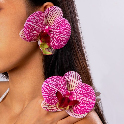 FASHIONABLE BUTTERFLY ORCHID EARRINGS / WA-0205 - COLOR PINK