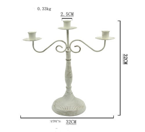 Naya Store - WHITE THREE-HEADED CANDLESTICK/ HM-0026 - WHITE THREE-HEADED CANDLESTICK