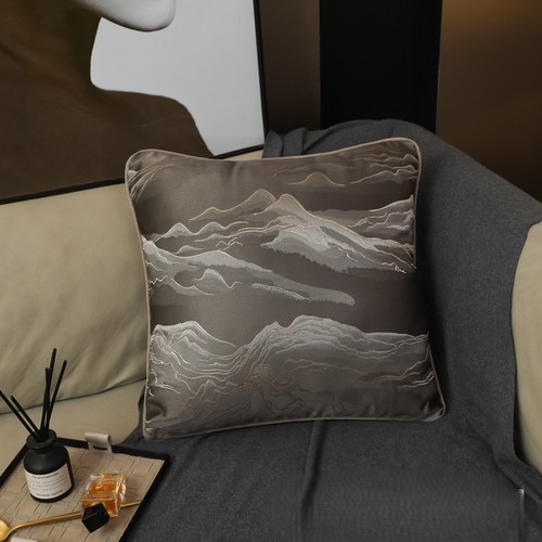 PILLOW COVER / HM-0004 - SIZE: 45x45CM COLOR: GRAY WITH BROWN SOFT PILLOW COVER PILLOW NOT INCLUDED