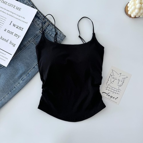 WOMEN'S CAMISOLE / WD-0553 - COLOR BLACKPLEATED SLING BACK
WITH BRA PADS