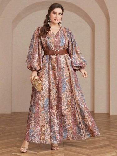 ETHNIC STYLE DRESS / WD-0135 - COLOR: MULTICOLOR ETHNIC STYLE LONG DRESS