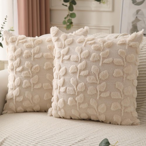 PILLOW COVER / HM-0308 - COLOR: BEIGE SIZE: 45x45CM SOFT SOFA PILLOW COVER PILLOW NOT INCLUDED