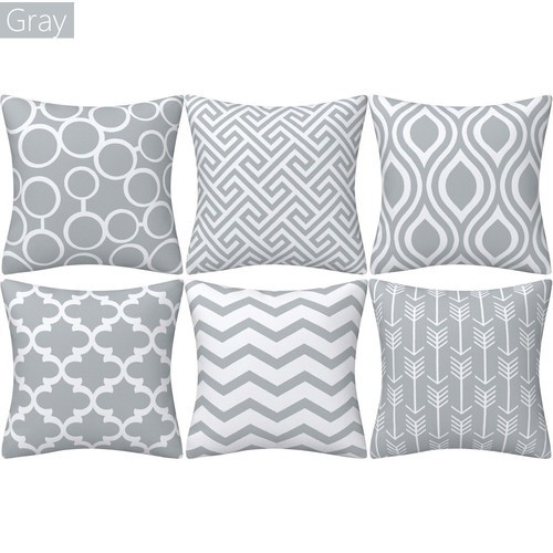 6 PIECES PILLOW CASES / HM-0324 - COLOR: GRAY SIZE 45x45CM PILLOW NOT INCLUDED
