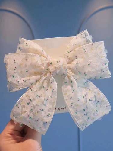 BOWKNOT FLORAL HAIRPIN FOR CHILDREN / BA-0058 - COLOR KHAKI